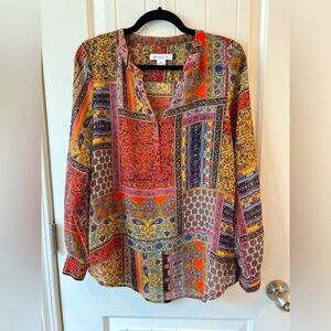 Liz Claiborne Sheer Bohemian Style Blouse Size M